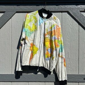 vintage 1989 "Wearin' The World" Tyvek map bomber jacket